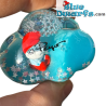 Papa Smurf in a 3D Cloud Shape Liquid Keychain with Strap & Resin Figure - The Smurfs keyring - 5.5 cm