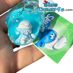 Baby smurf in a 3D Cloud Shape Liquid Keychain with Strap & Resin Figure - The Smurfs keyring - 5.5 cm