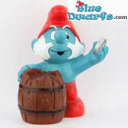 Papa Schtroumpf avec Tonneau (pas une tirelire) – figurine de collection en plastique – 20 cm
