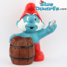 Papa Smurf with Barrel – (not a piggy bank) – plastic collectible figurine – 20 cm.